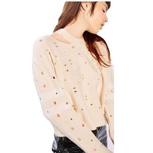 Topshop distressed striped sleeve sweater
